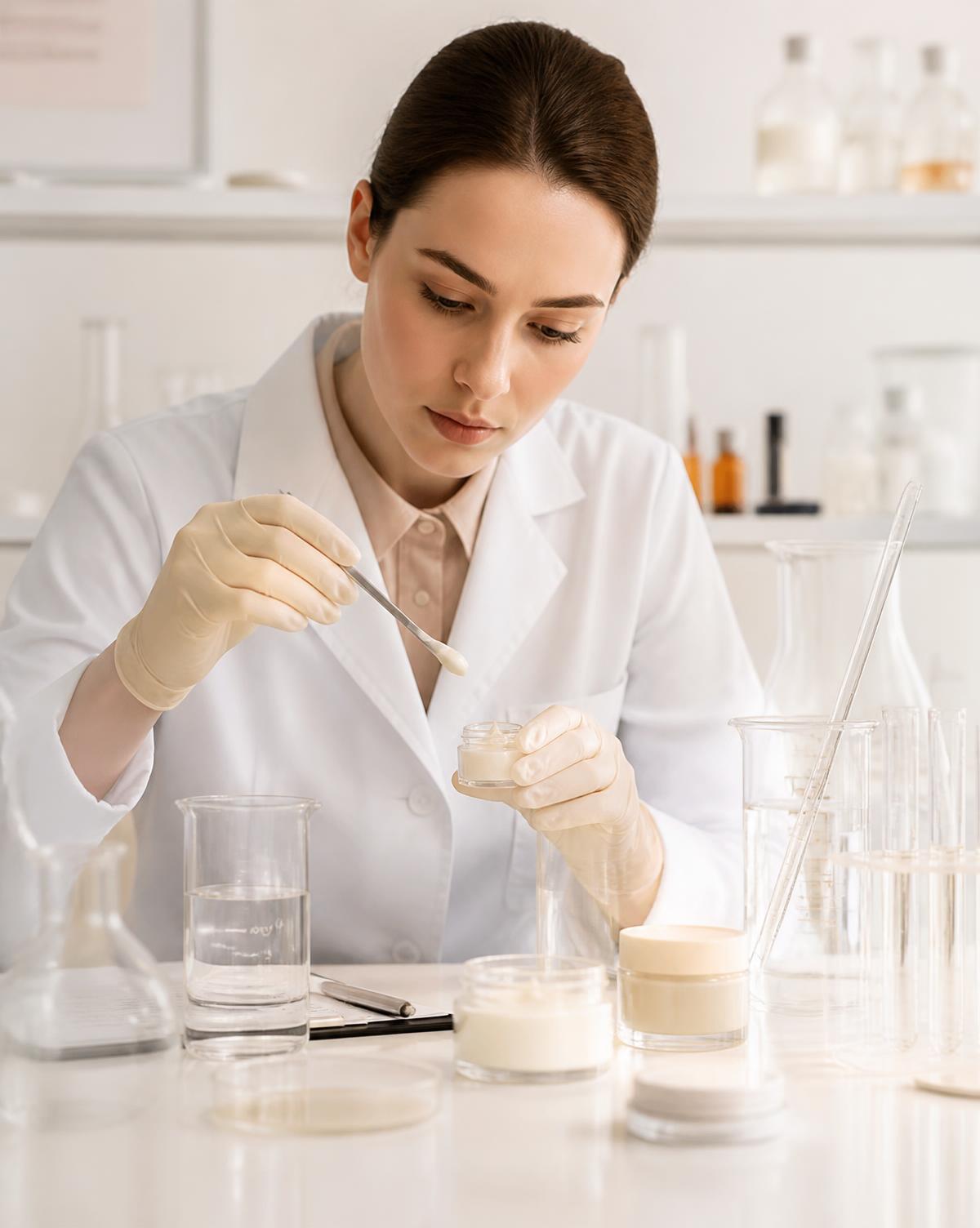 Análise laboratorial de creme cosmético