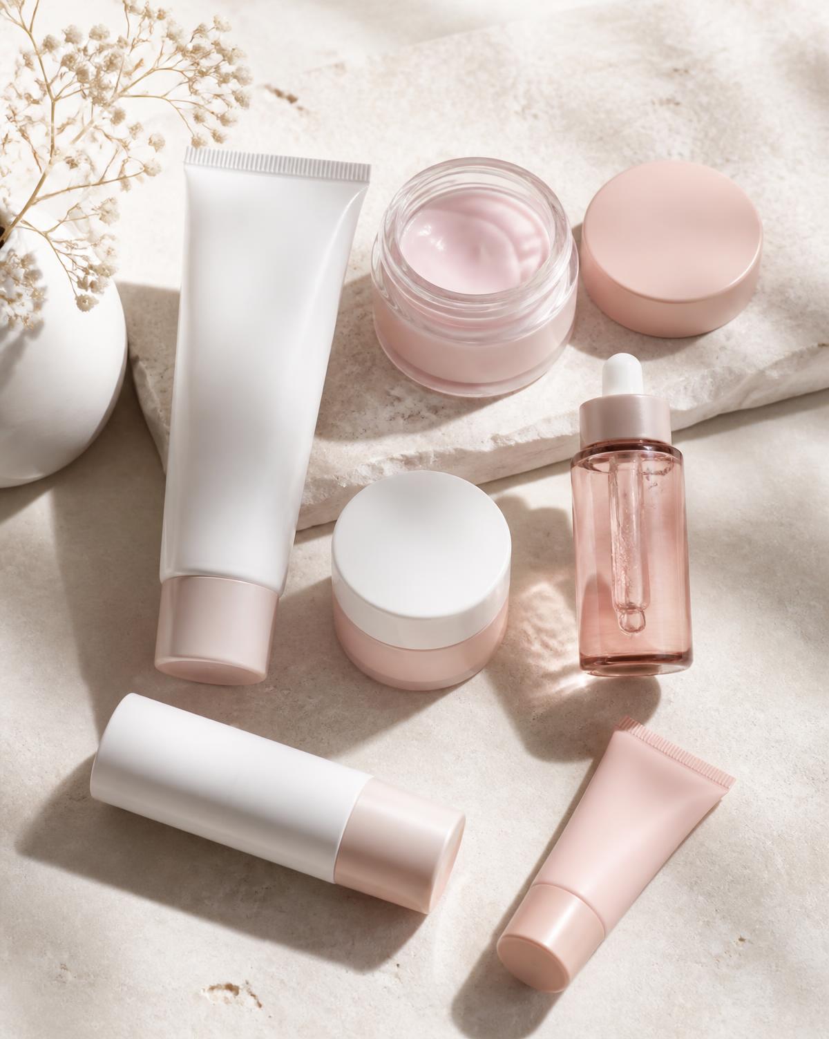 Embalagens premium de skincare prontas para personalização